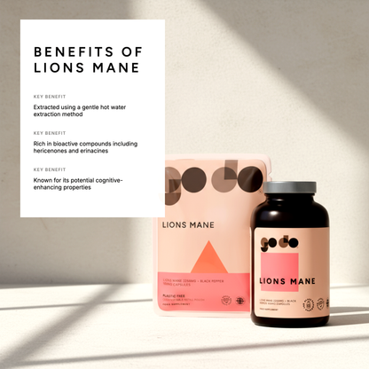 Cognitive & Brain Support - Lions Mane 2250mg & Black Pepper 100mg Capsules