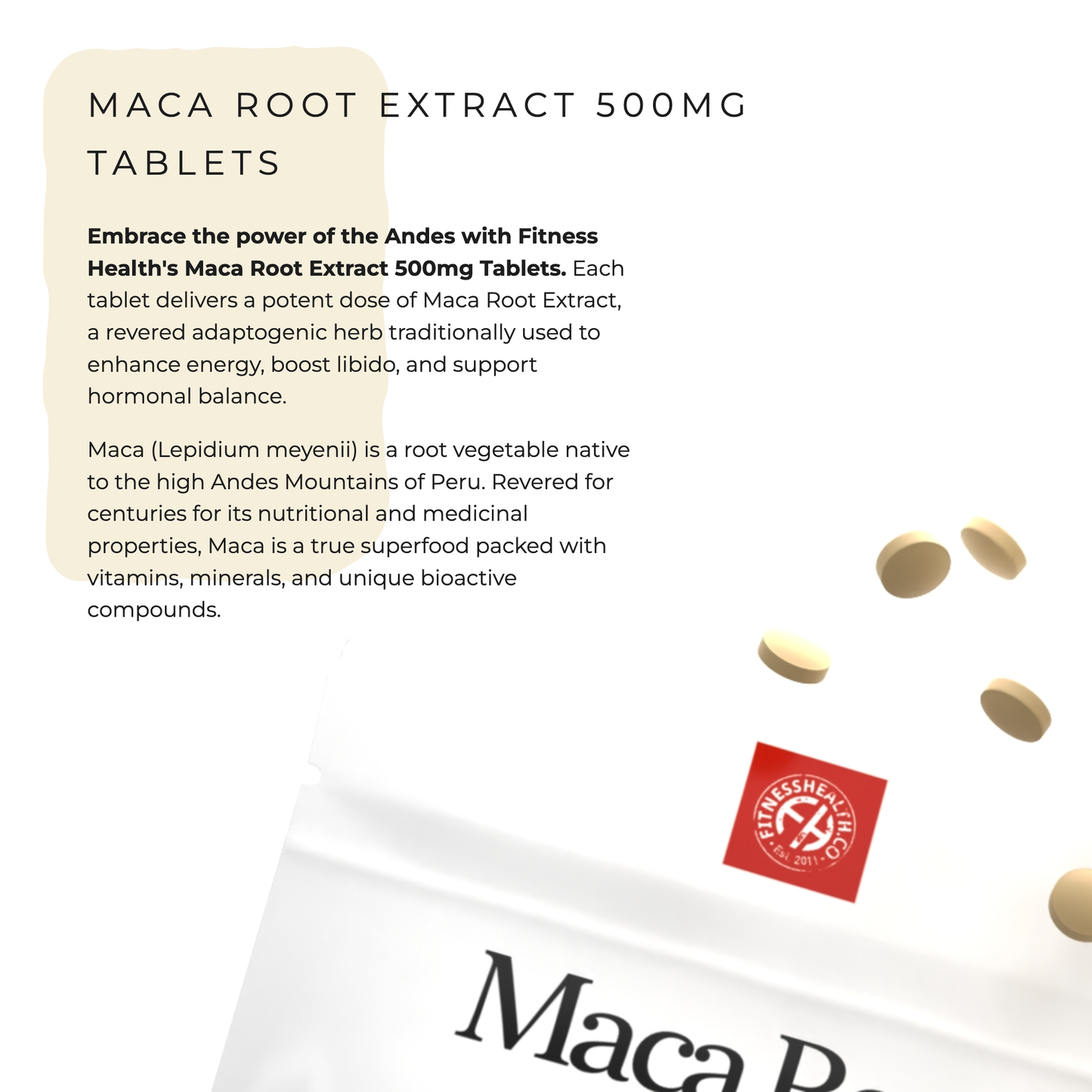 Maca Root Extract 500mg Tablets