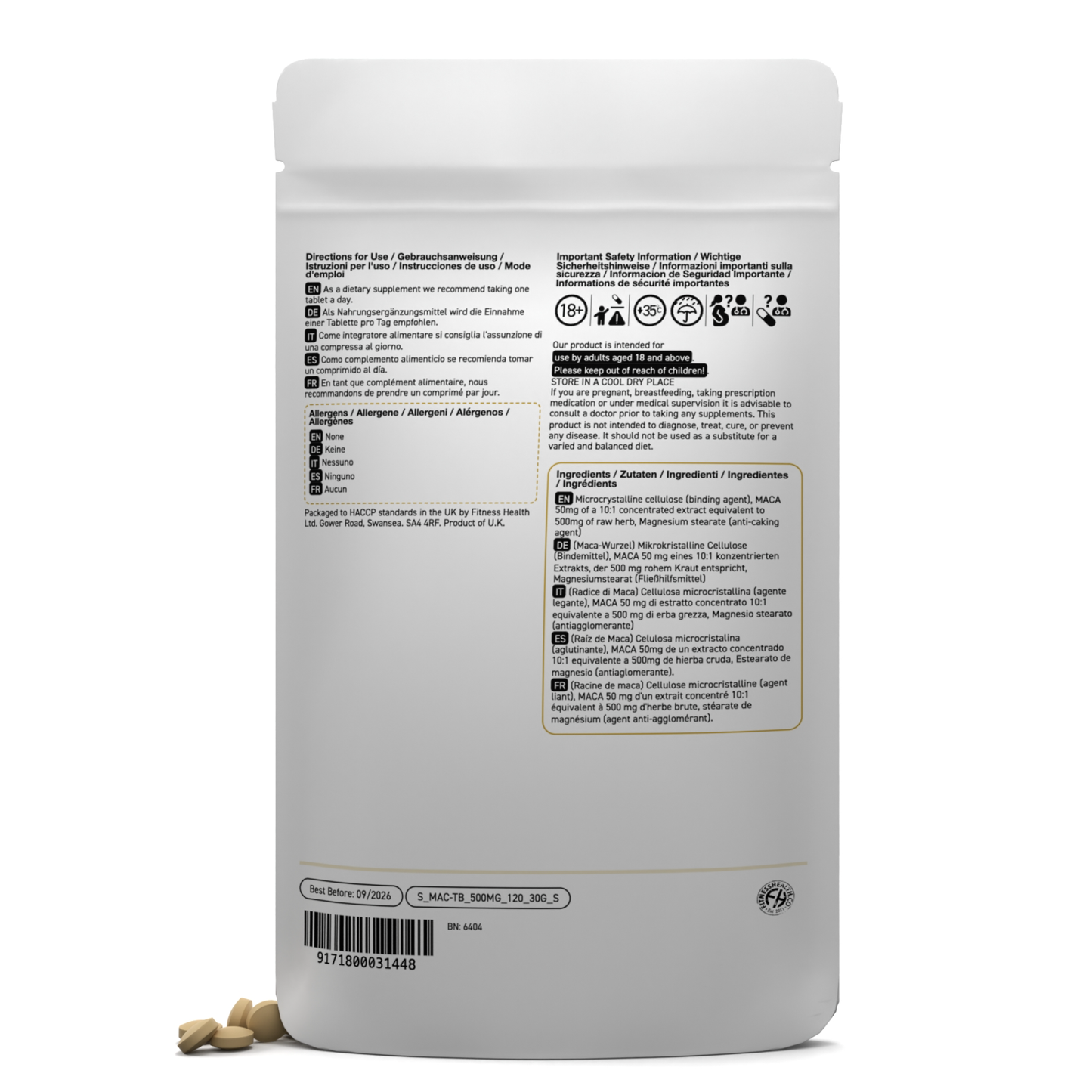 Maca Root Extract 500mg Tablets
