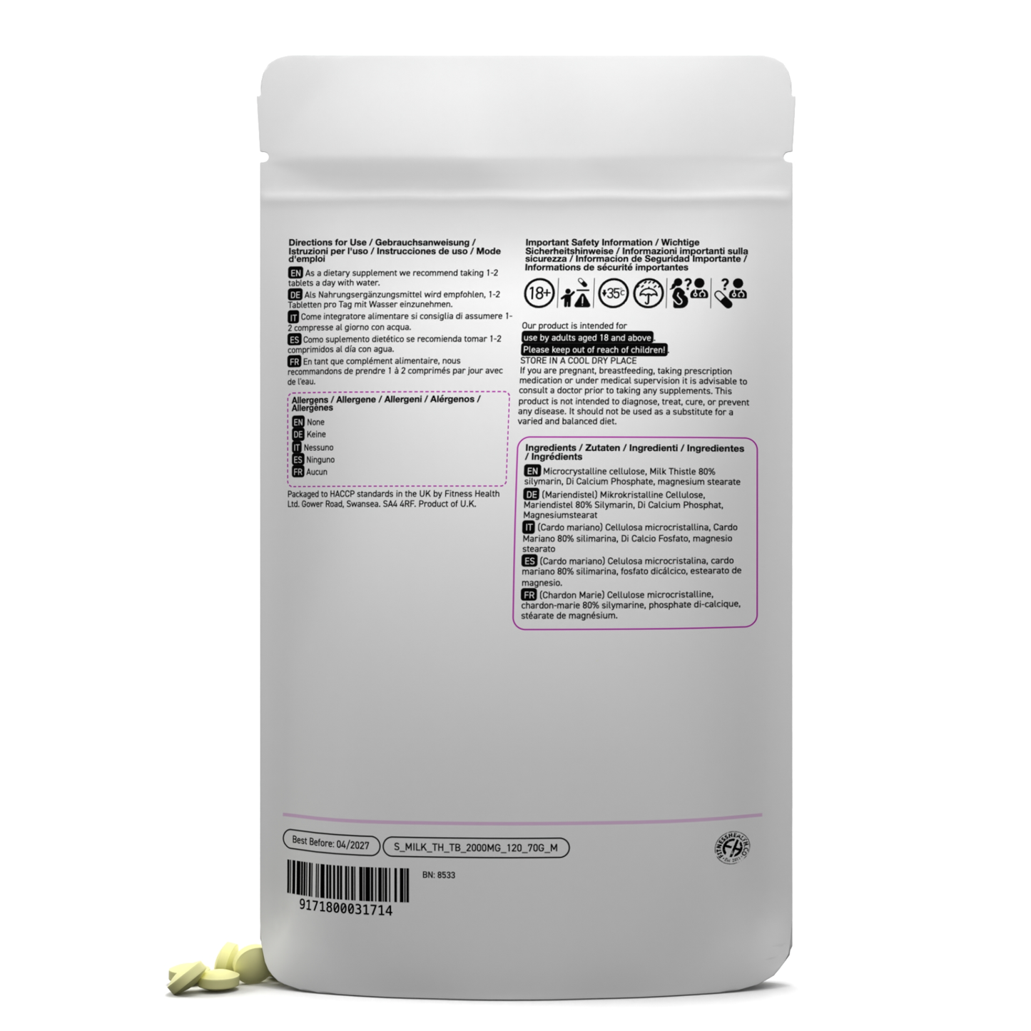 Milk Thistle Seed Extract 2000mg Tablets
