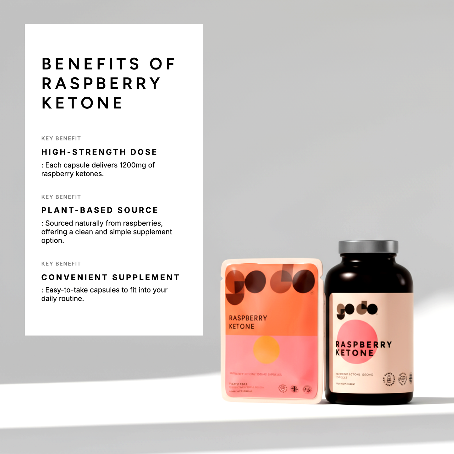 Digestive & Weight Management Support - Raspberry Extract Capsules 1000mg (4% Ketones)