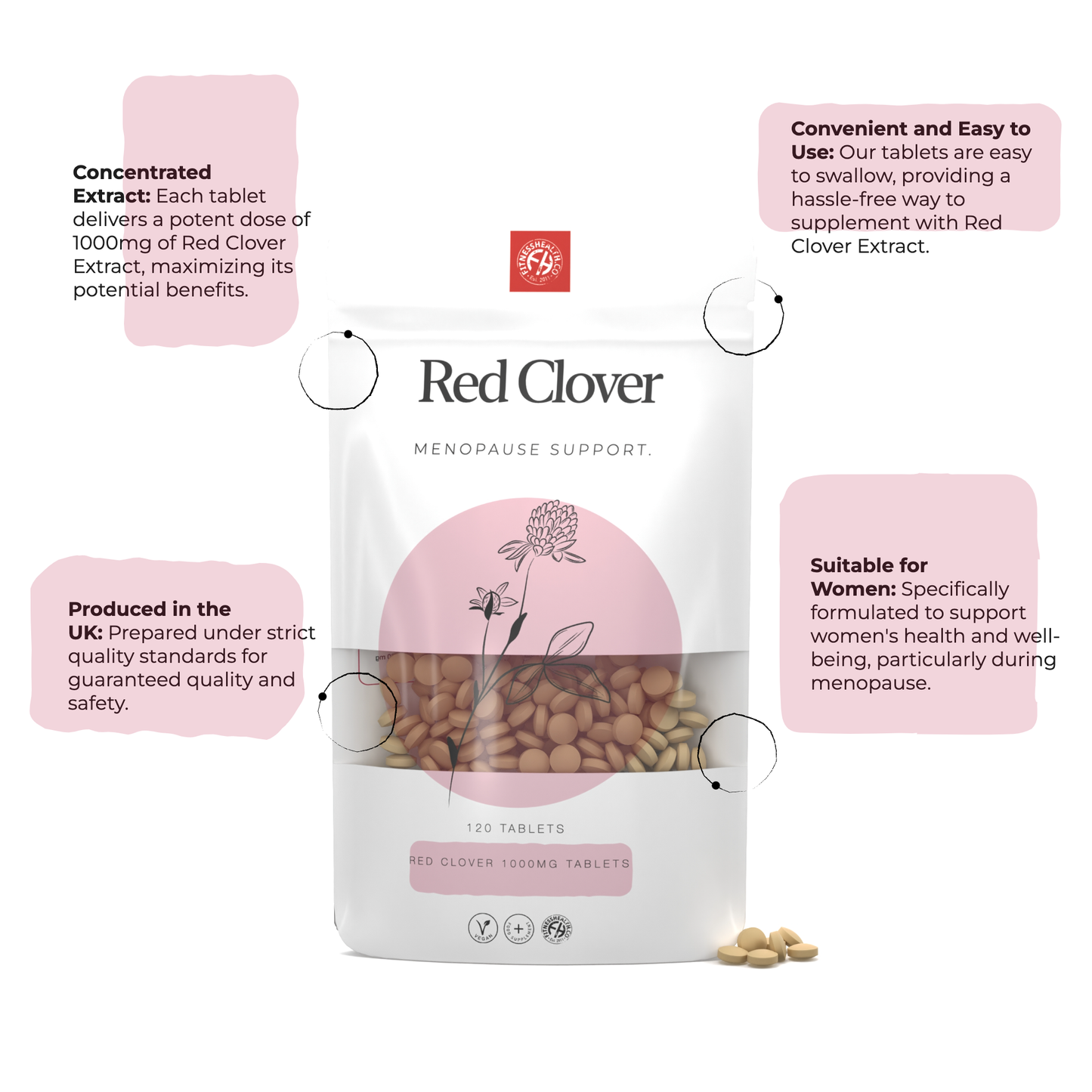 Red Clover Extract 1000mg Tablets Vegan