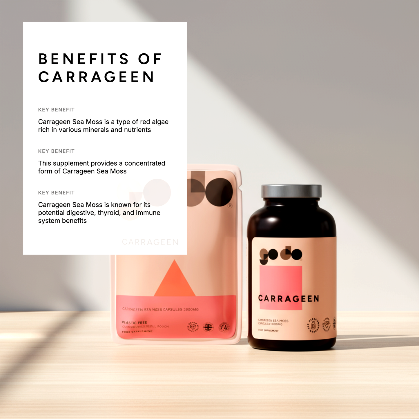 Nutritional & Thyroid Support - Carrageen Sea Moss 2000mg Capsules - UK Made Vegan