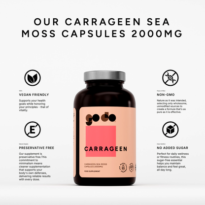 Nutritional & Thyroid Support - Carrageen Sea Moss 2000mg Capsules - UK Made Vegan