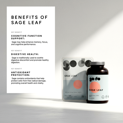 Sage Leaf Extract Tablets 500mg - UK Made Vegan Supplement - Natural Herbal Formula