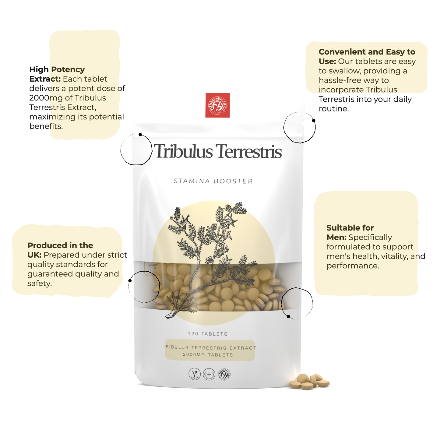 Tribulus Terrestris 2000mg Tablets Vegan