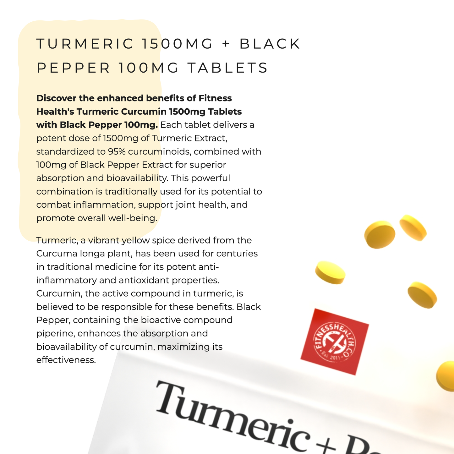 Turmeric and Black Pepper Tablets 1500mg