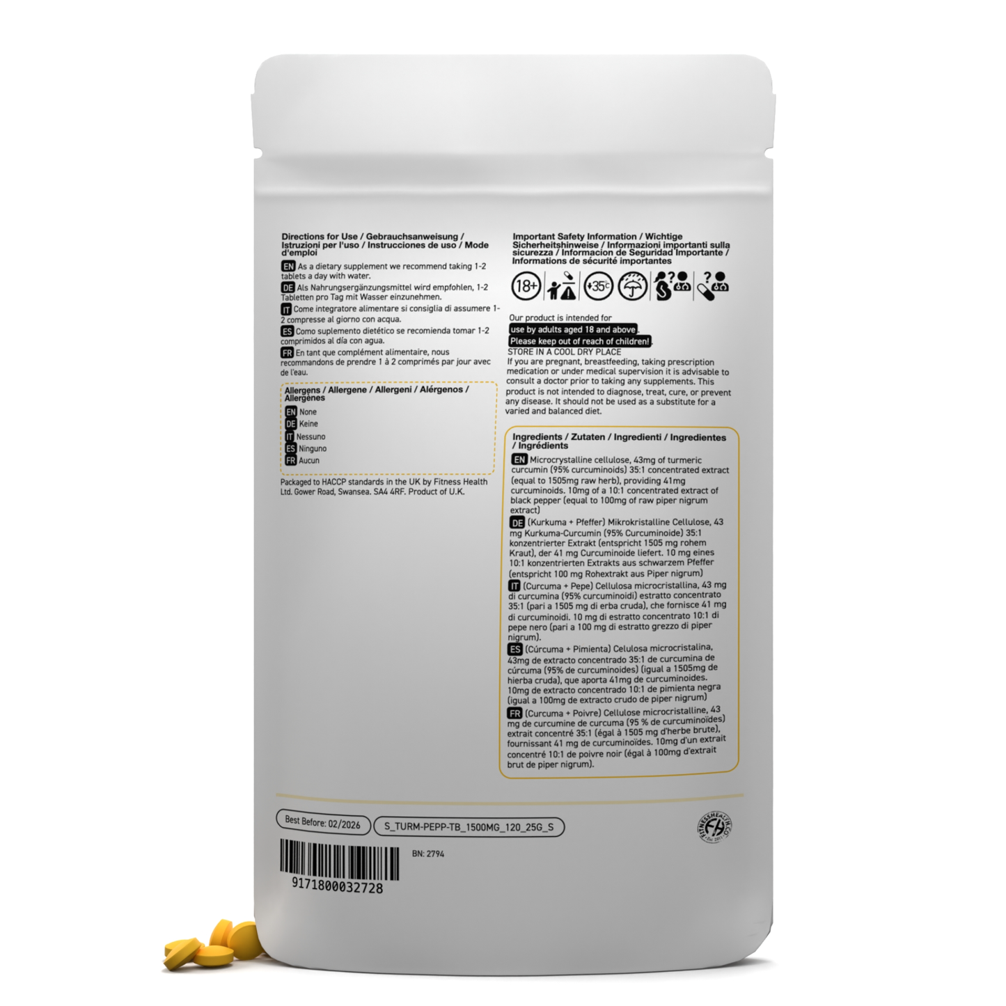 Turmeric and Black Pepper Tablets 1500mg