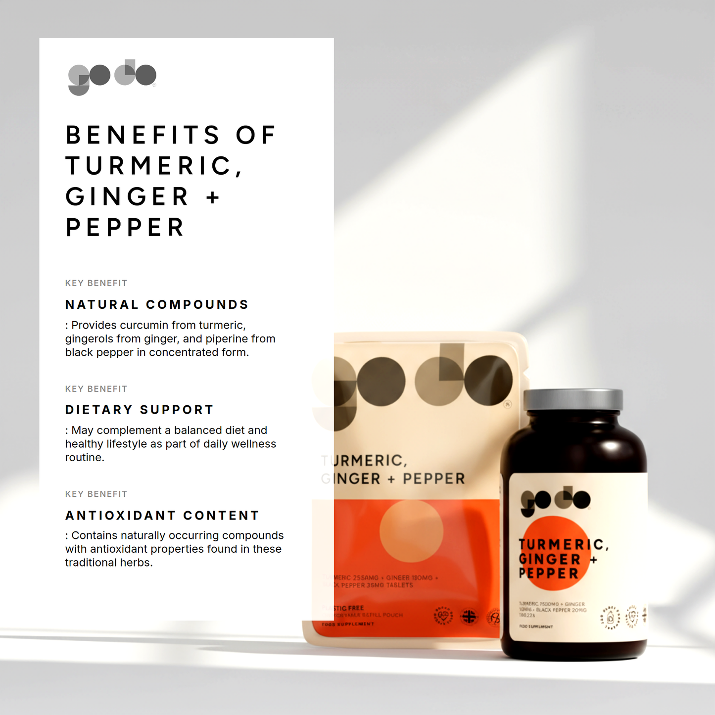Turmeric Ginger and Black Pepper Tablets 2620mg - Antioxidant Support