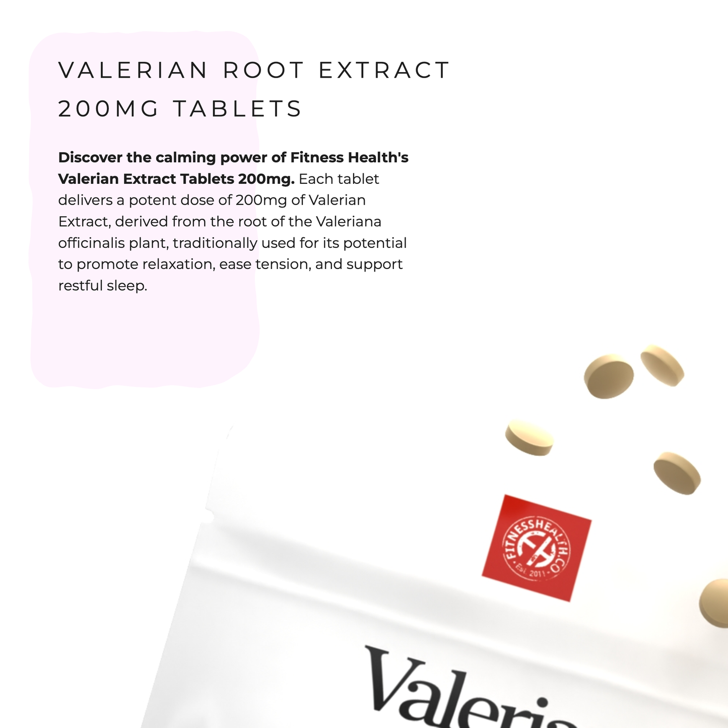 Valerian Extract Tablets 200mg - High Strength Vegan - 1 Year Supply
