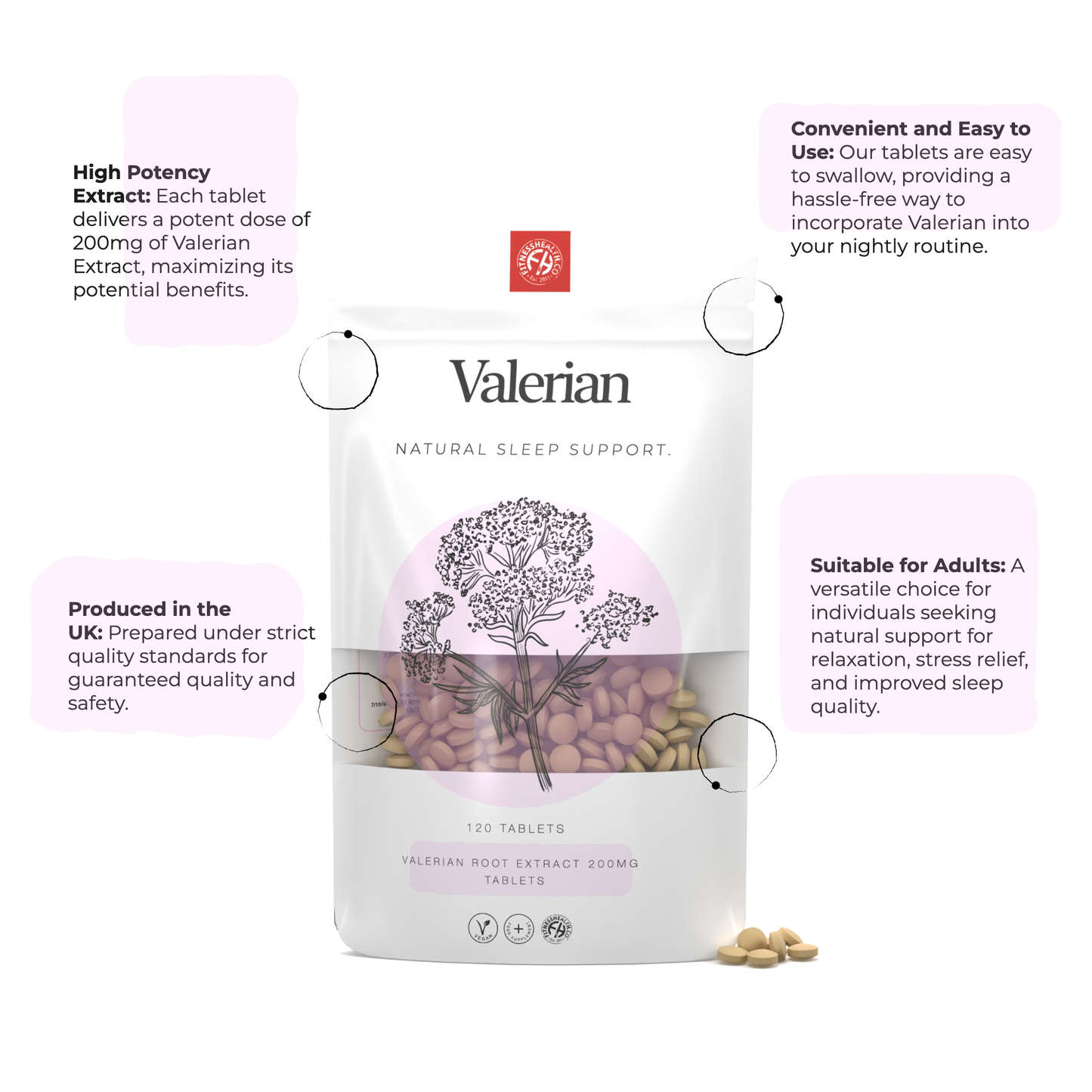 Valerian Extract Tablets 200mg - High Strength Vegan - 1 Year Supply