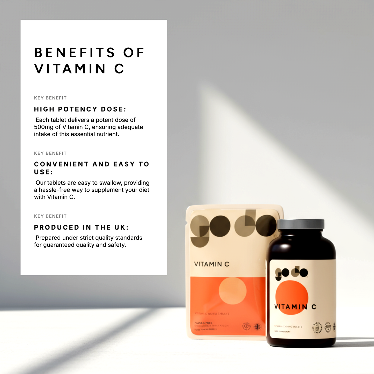 Vitamin C 500mg Tablets - Ascorbic Acid - Immune Support