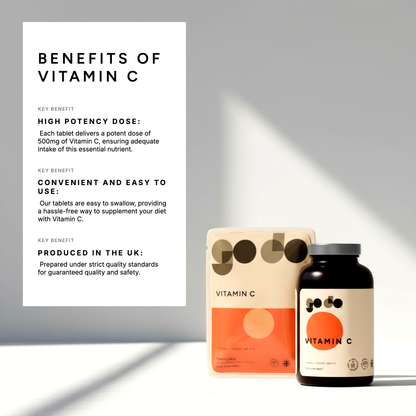 Vitamin C 500mg Tablets - Ascorbic Acid - Immune Support