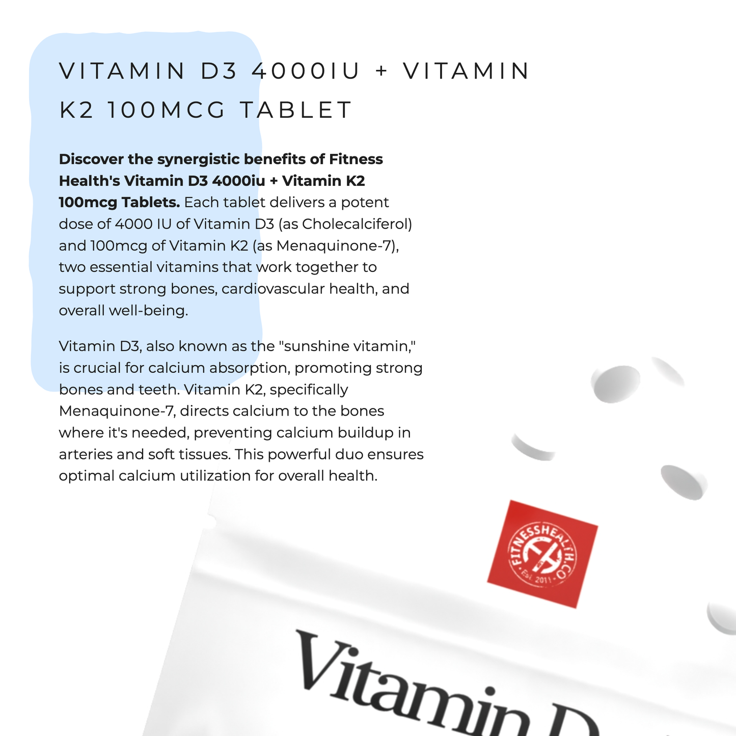VITAMIN D3 4000iu &  K2 100mcg Tablet