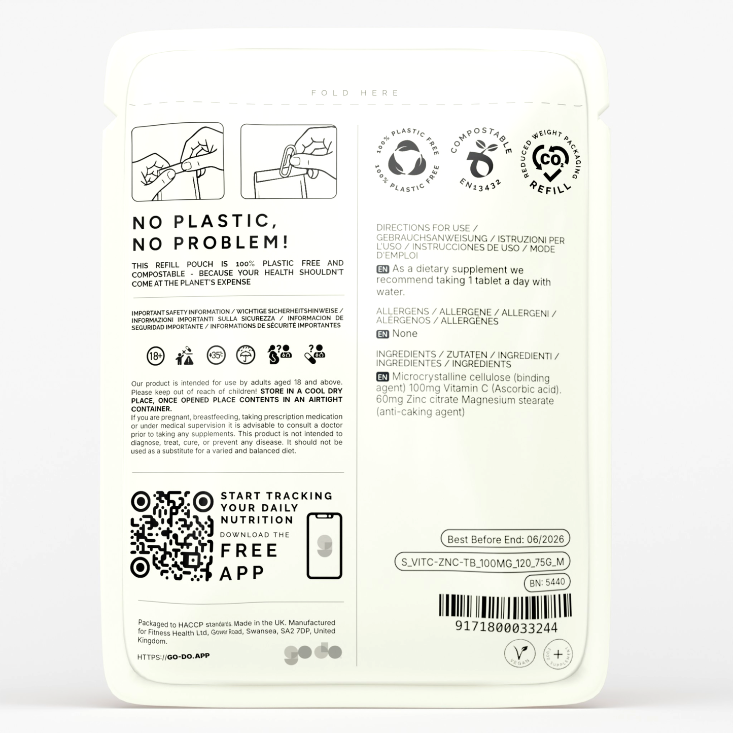 Vitamin C 100mg & Zinc 20mg - Natural Immune Boost Vegan