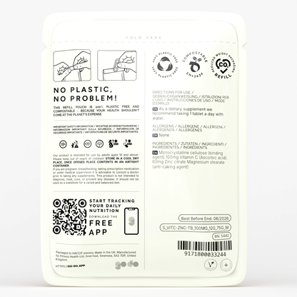 Vitamin C 100mg & Zinc 20mg - Natural Immune Boost Vegan