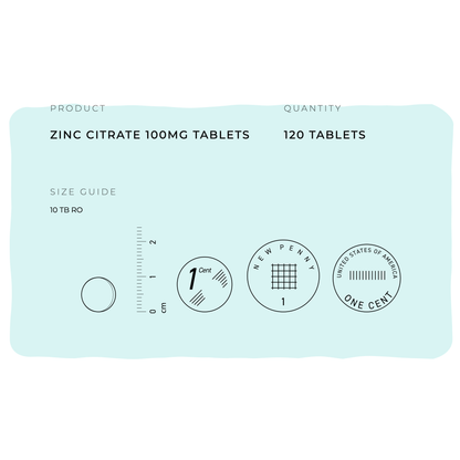 Zinc Citrate 100mg Tablets Max Strength Vegan