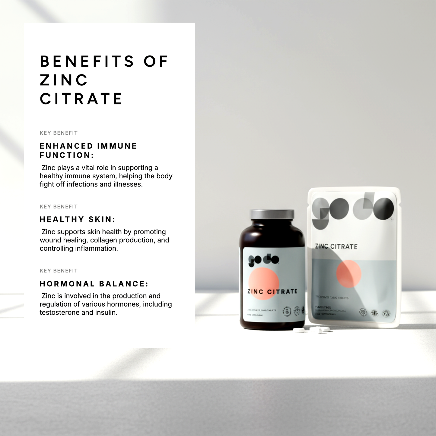 Zinc Citrate 15mg Tablets - Essential Mineral Formula