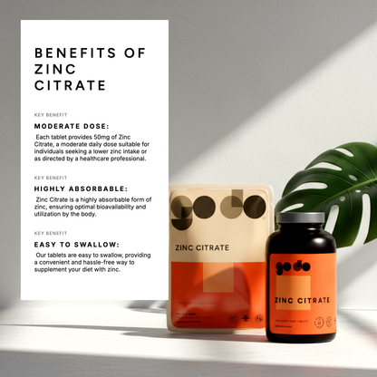 Zinc Citrate 50mg Tablets - Essential Mineral Formula