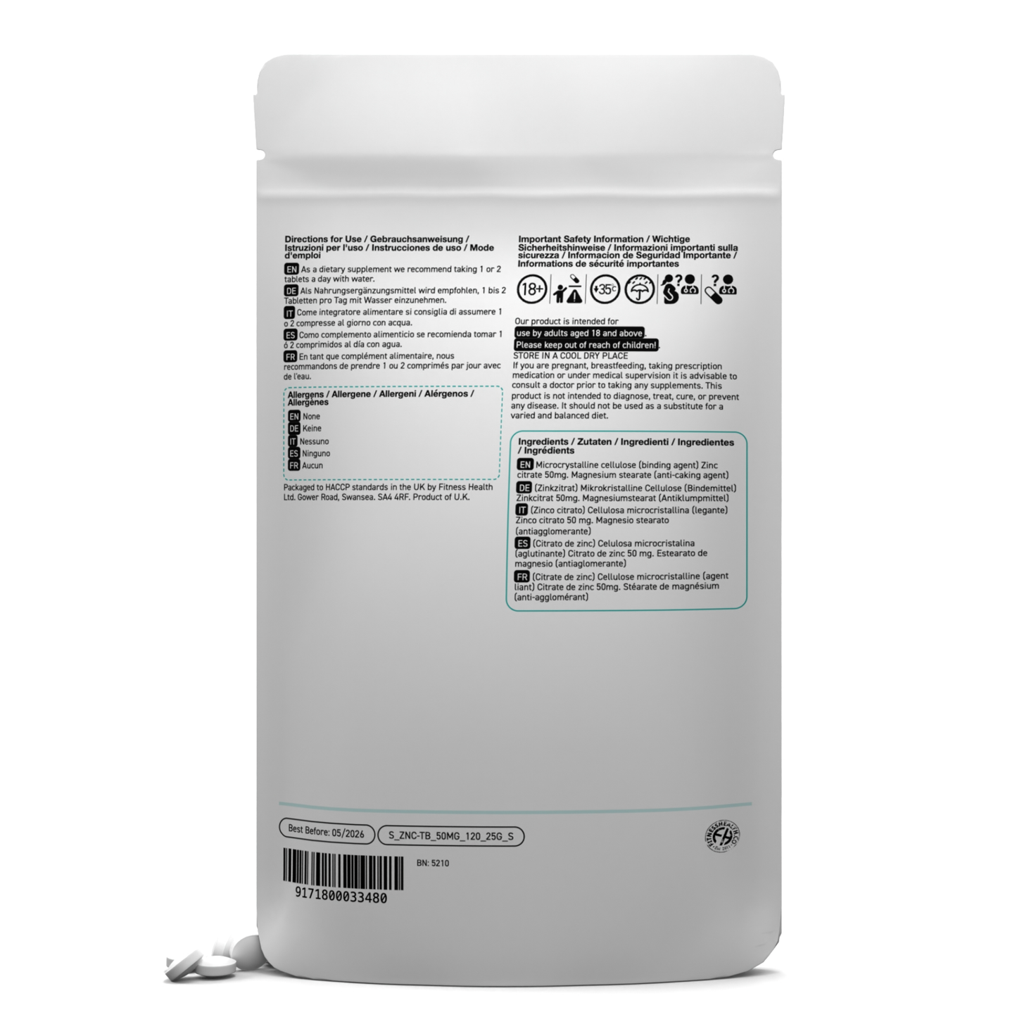 Zinc Citrate 50mg Tablets