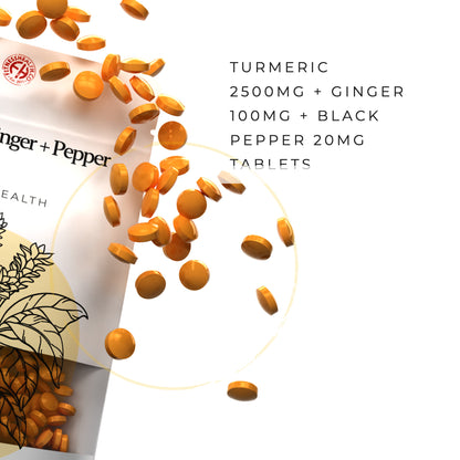 Turmeric Ginger and Black Pepper Tablets 2500mg