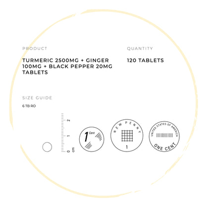 Turmeric Ginger and Black Pepper Tablets 2500mg