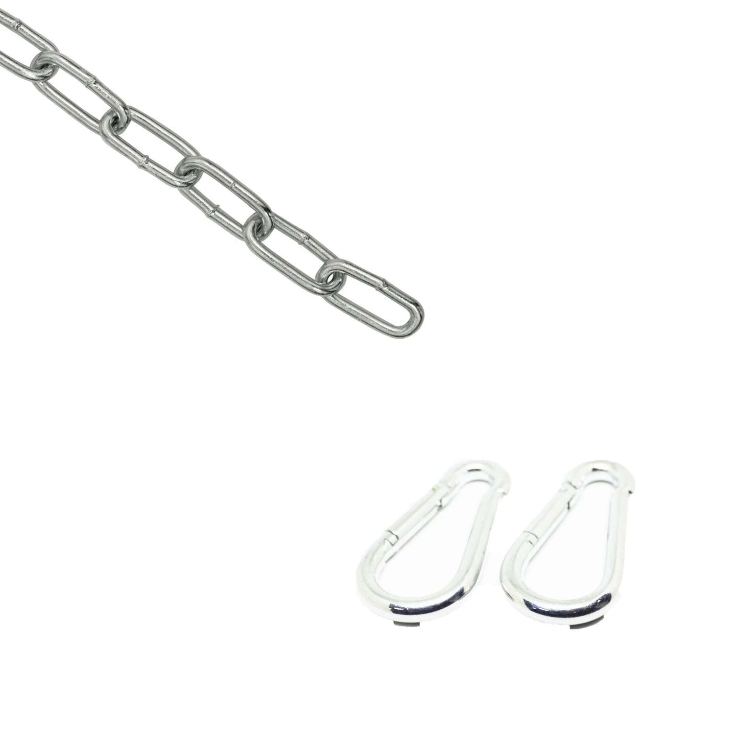 1 Meter Steel Chain with Carabiners - Battle Rope Anchor - Fitness Health 