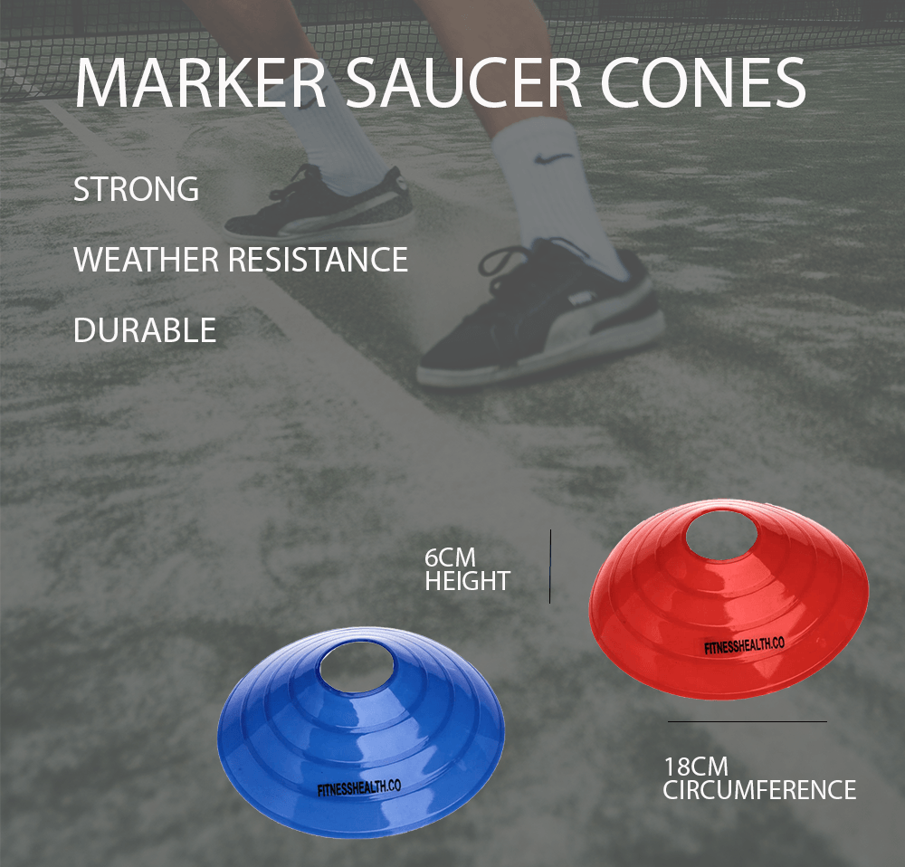 FH Marker Saucer Cones | Football Rugby Hockey Team Training Agility Drills (5 Cones - 1 of each colour) - Fitness Health 