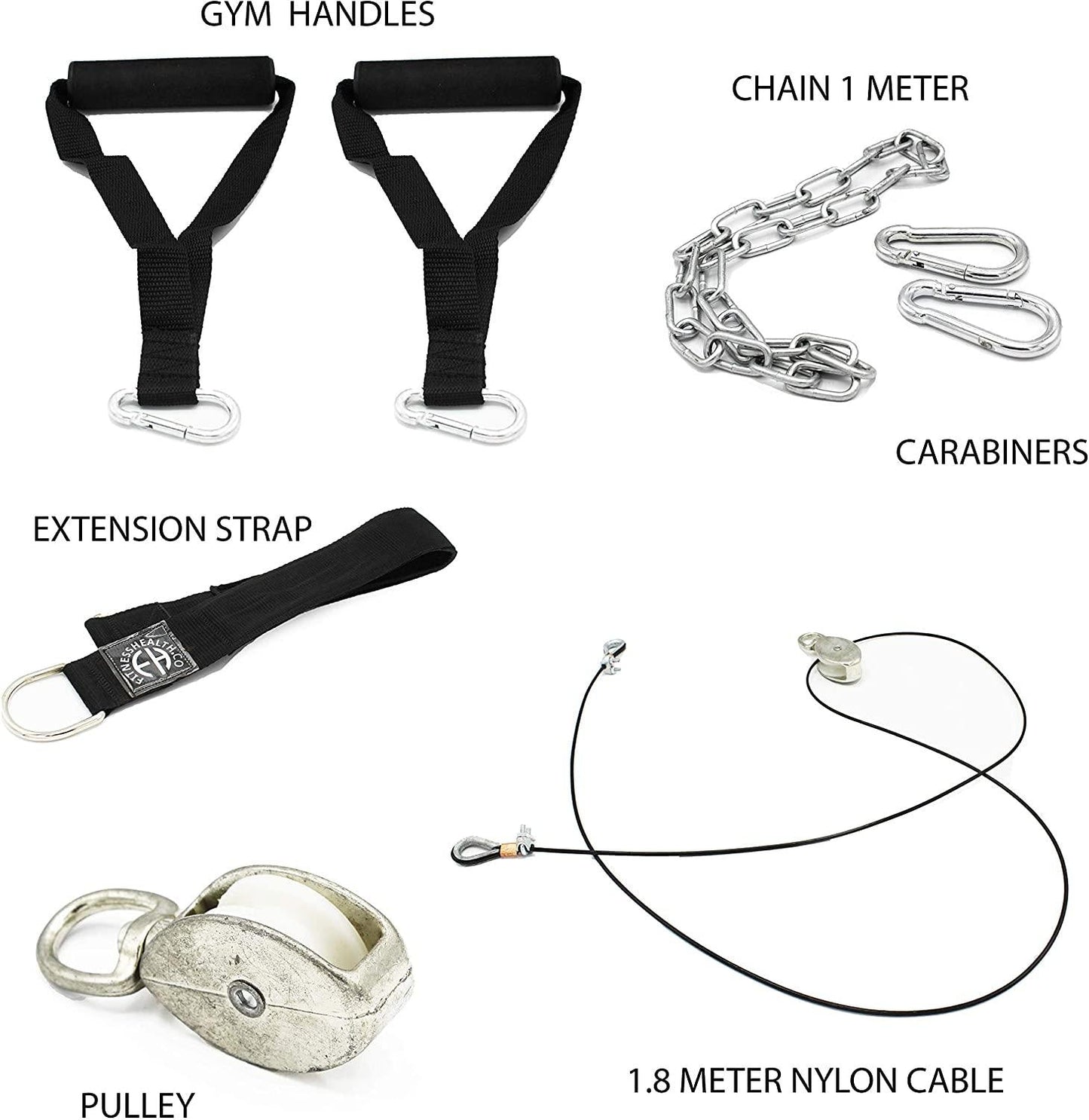 Fitness Health Pulley Cable System, Pulley System Gym, Bicep Tricep Forearm Wrist Trainer - Fitness Health 