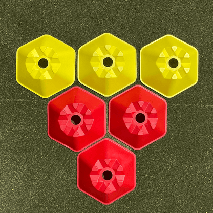 Hexagon Cone with Hurdle Pole Set ( 8 cones & 4 Agility Poles) - Fitness Health 