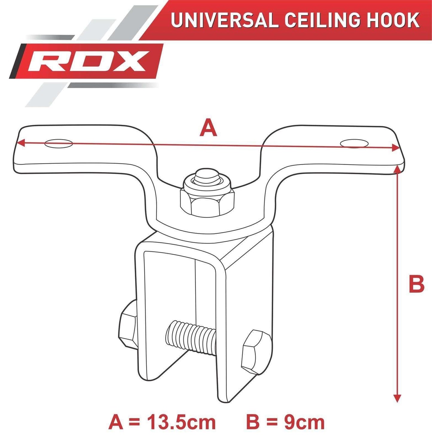 IRON UNIVERSAL CEILNG HOOK BLACK RDX - Fitness Health 