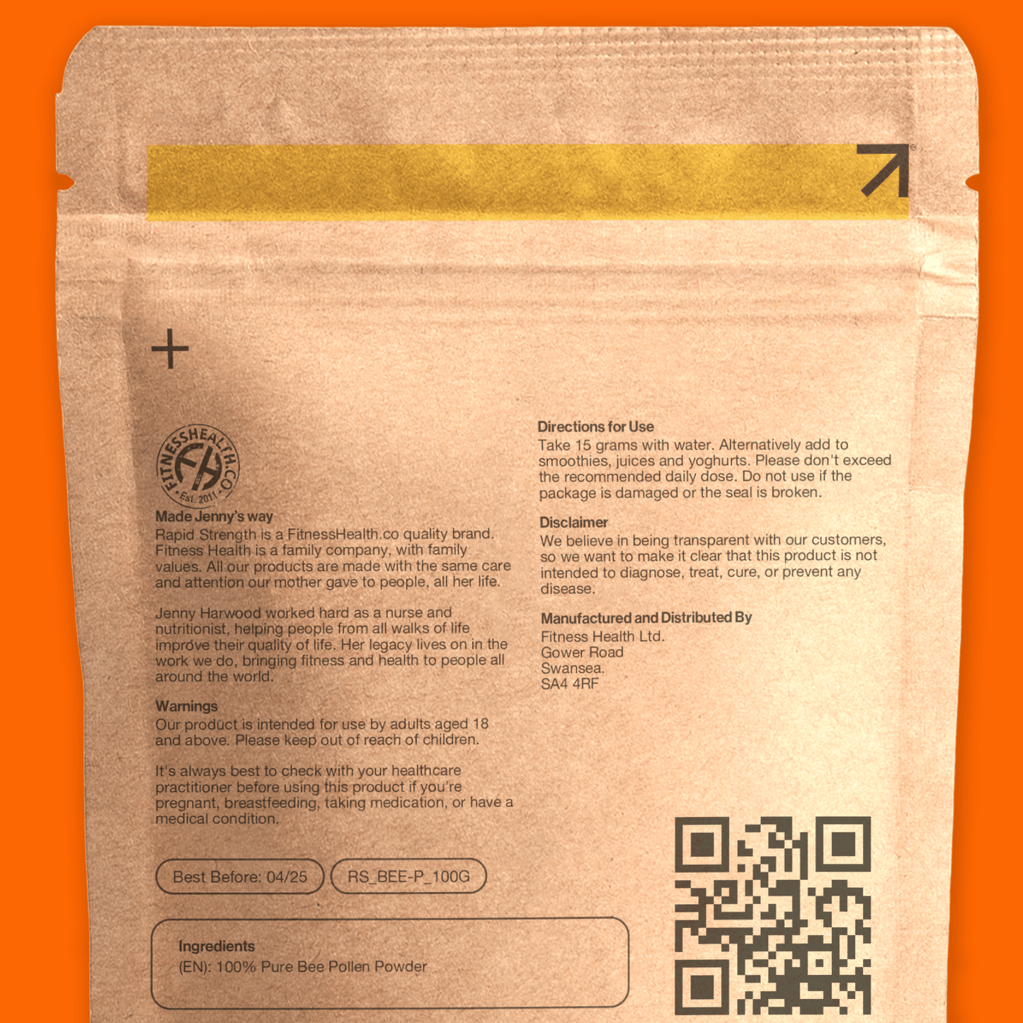 Natural Bee Pollen Powder - Protein Superfood Supplement - Fitness Health 