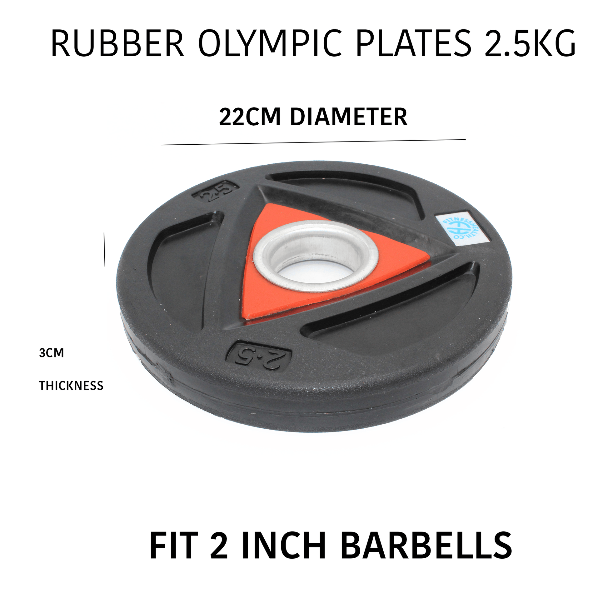 Olympic Rubber Weight 2.5kg Plates - 2 pcs Set - Fitness Health 