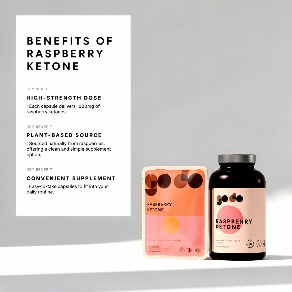 Digestive & Weight Management Support - Raspberry Extract Capsules 1000mg (4% Ketones)