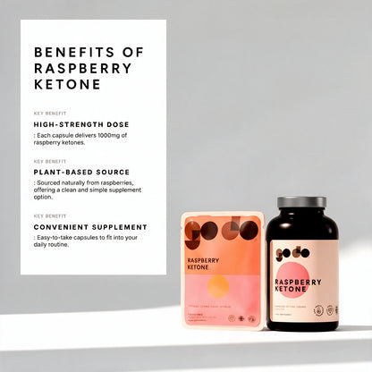 Digestive & Weight Management Support - Raspberry Extract Capsules 1000mg (4% Ketones)