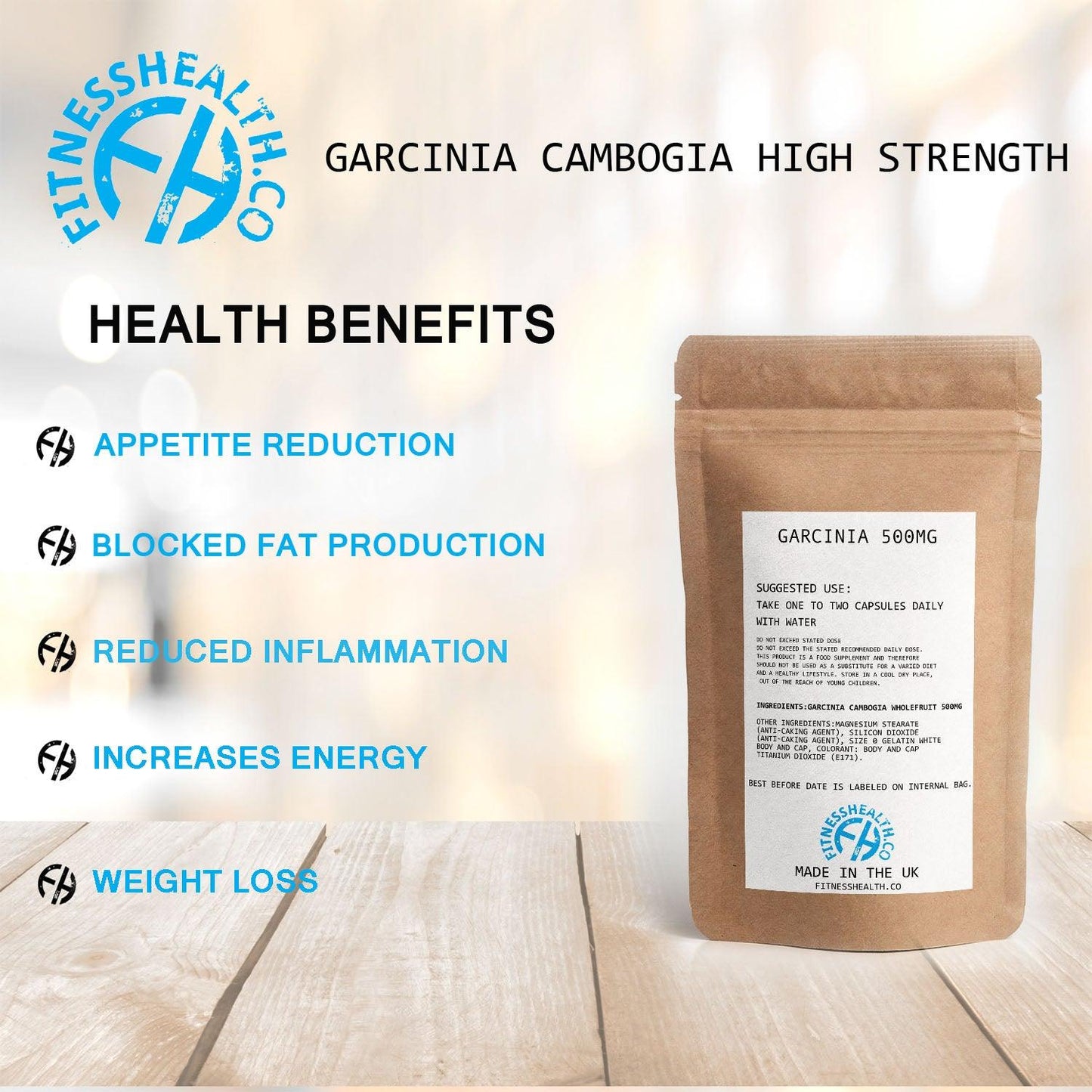 Garcinia Cambogia High Strength 60 Capsules 500mg - Fitness Health 